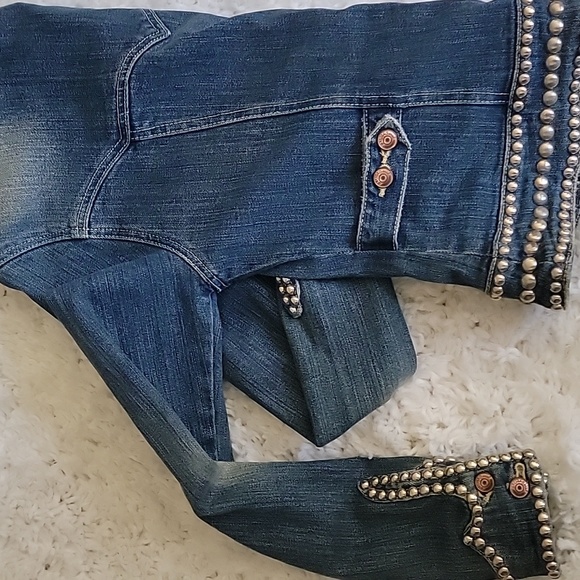 Silver rivets grommets jean jacket small - Picture 5 of 6